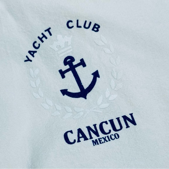 VINTAGE Yacht Club Cancun Mexico Linen Full Zip Hoodie - Size Large Unisex EUC - Picture 4 of 4